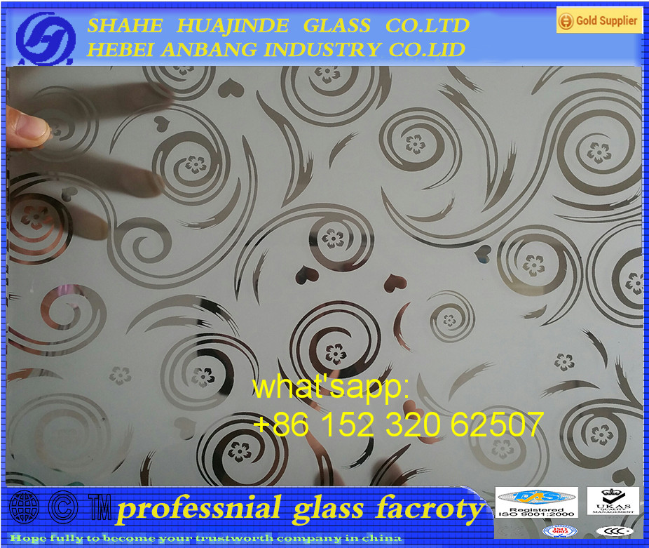 acid etched glass, titanium glass,decorative 4mm 5mm  door/ window glass/satin glass