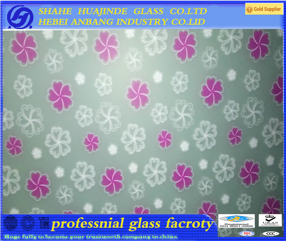  silk print glass, clear/frosted decorative art  glass, beautiful and best price glass 