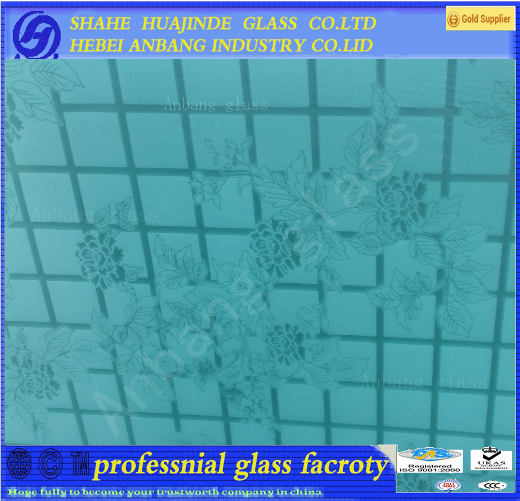 Acid pattern glass,frosted decorative glass with door /window 