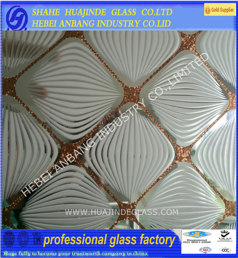  Ice acid  decorative art glass，frosted acid etched glass 