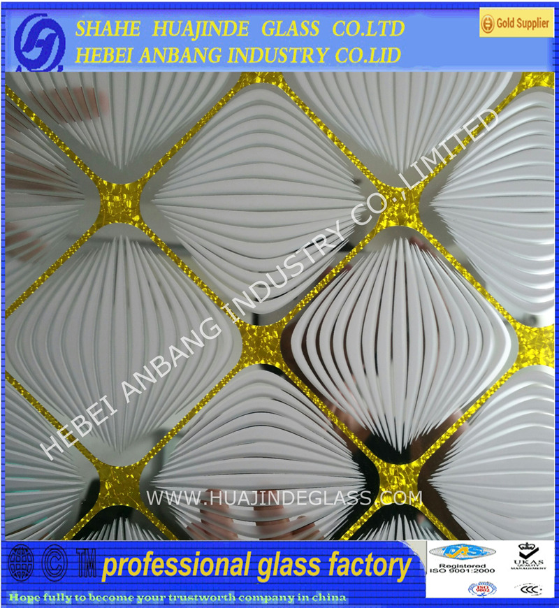  Ice acid  decorative art glass，frosted acid etched glass 