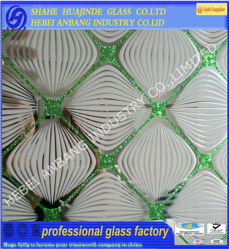  Ice acid  decorative art glass，frosted acid etched glass 