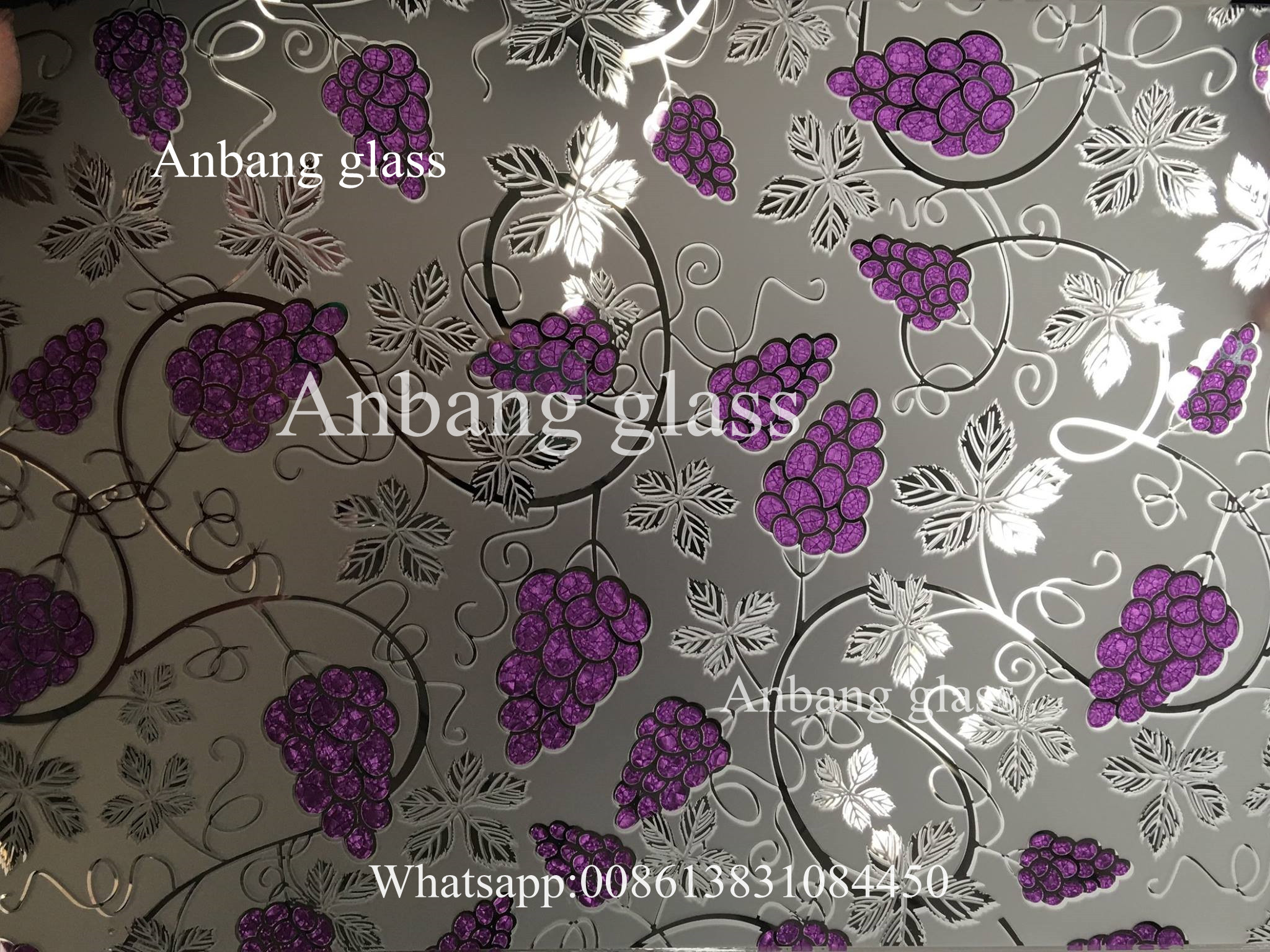 4mm 1650*2200mm ice flower with acid etched glass, decorative glass in Shahe glass factory