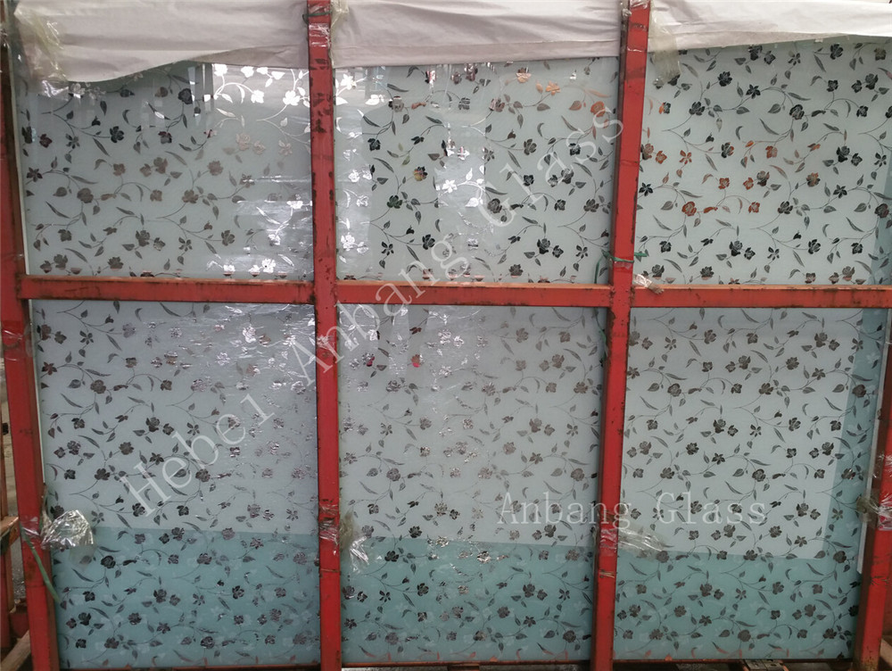 Hot sale titanium coated glass, acid frosted titanium decorative glass