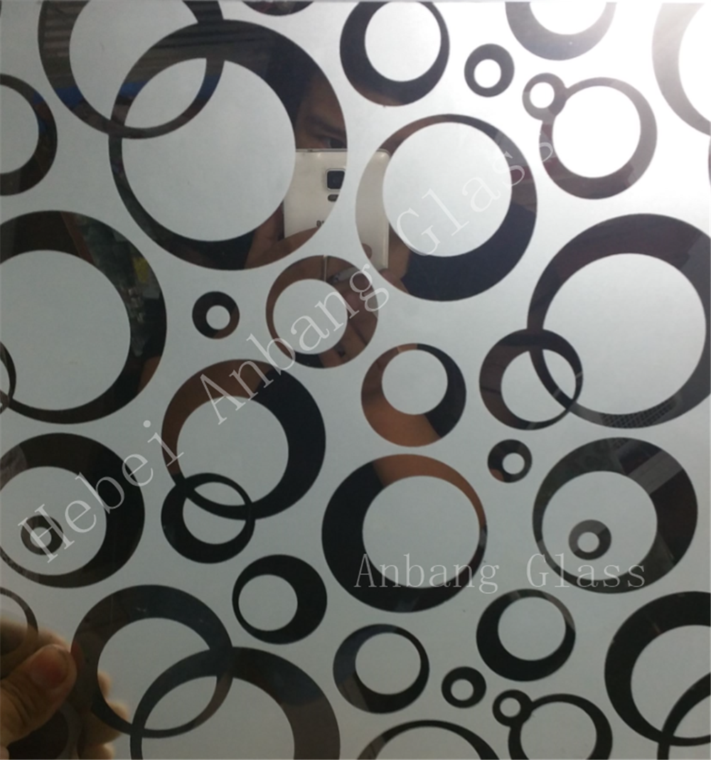 Hot sale titanium coated glass, acid frosted titanium decorative glass