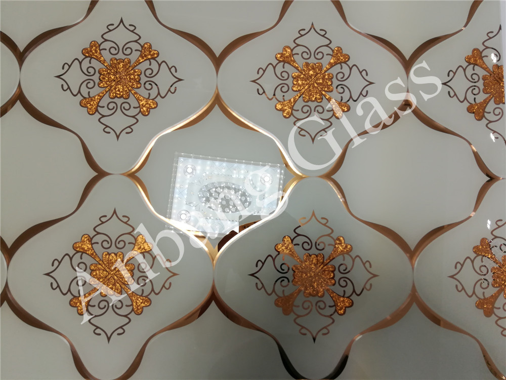 3-5mm ice flower with acid etched glass, frosted door/window/ceiling /wall decorative factory