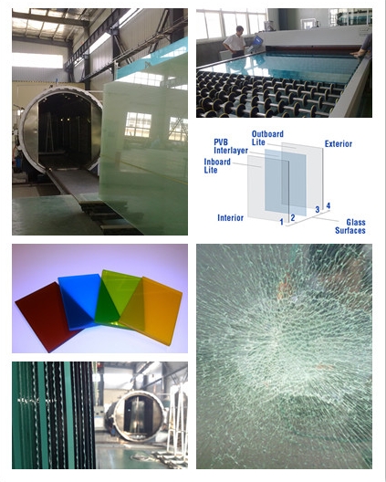 4.38-20.76mm Laminated Glass with Colored PVB Certified by AS/NZS2208