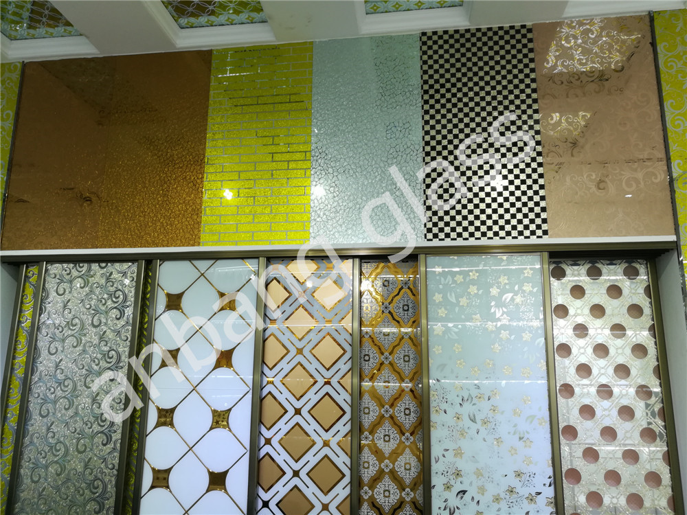 3-12mm high quality background wall glass with popular designs  , frosted door/window/ceiling /wall decorative factory