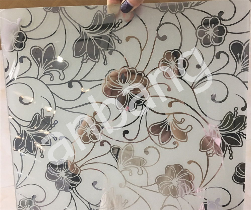 clear /bronze Frosted acid etched art glass,high quality door window glass with beautiful designs