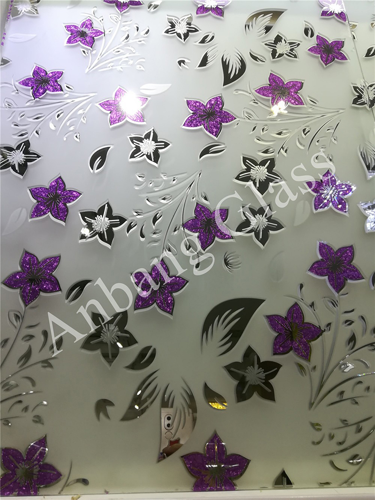 3-12mm high quality background wall glass with popular designs  , frosted door/window/ceiling /wall decorative factory