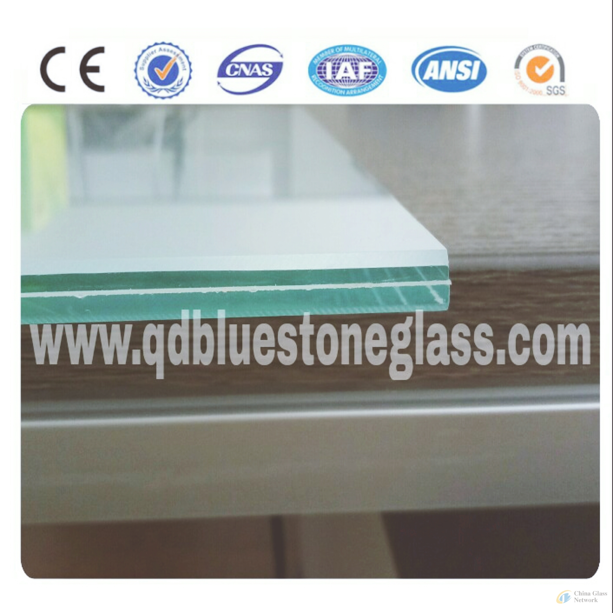 6.36~60.36mm Laminated Safety Glass with  CE&ISO