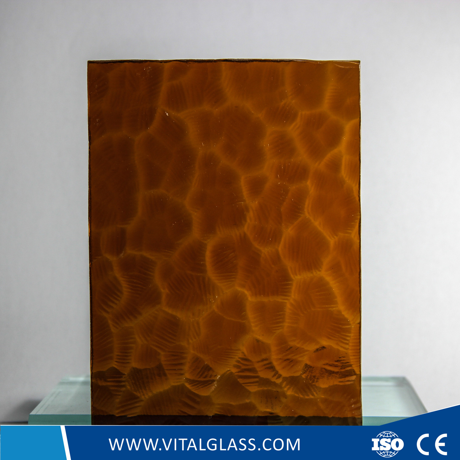 3-8mm Amber Ripple Patterned Glass with CE / ISO9001