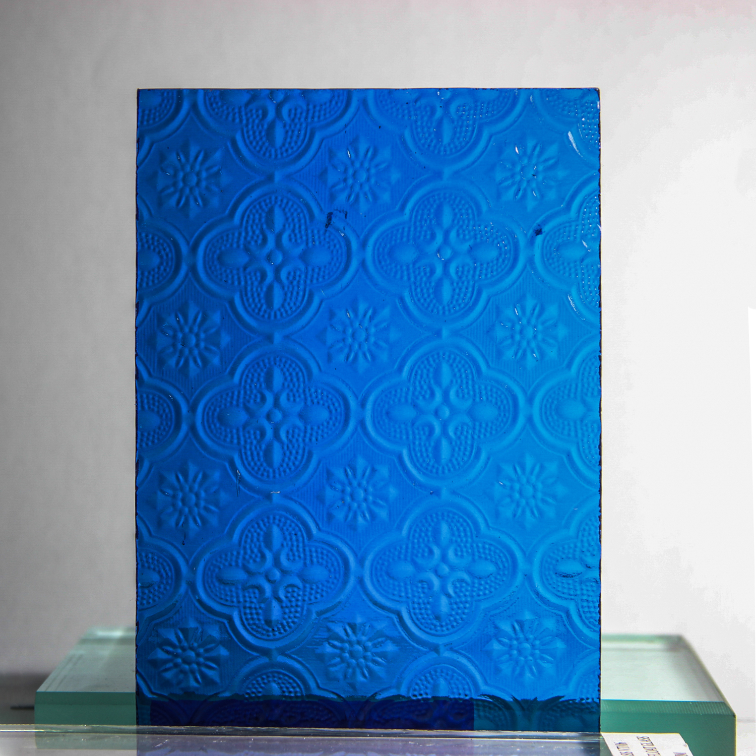 Bronze/Blue/Clear Flora Patterned/Figured Glass