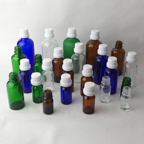 Supply Clear/Amber/Blue/Green Essential Oil Glass Bottles With Caps and Droppers