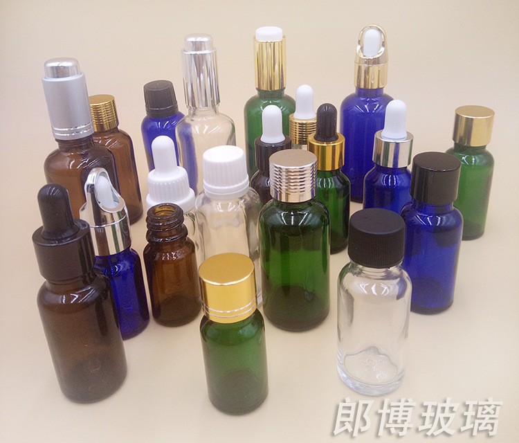 Supply Clear/Amber/Blue/Green Essential Oil Glass Bottles With Caps and Droppers