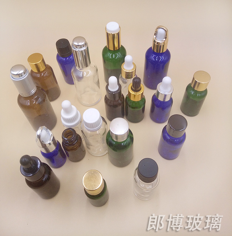 Supply Clear/Amber/Blue/Green Essential Oil Glass Bottles With Caps and Droppers