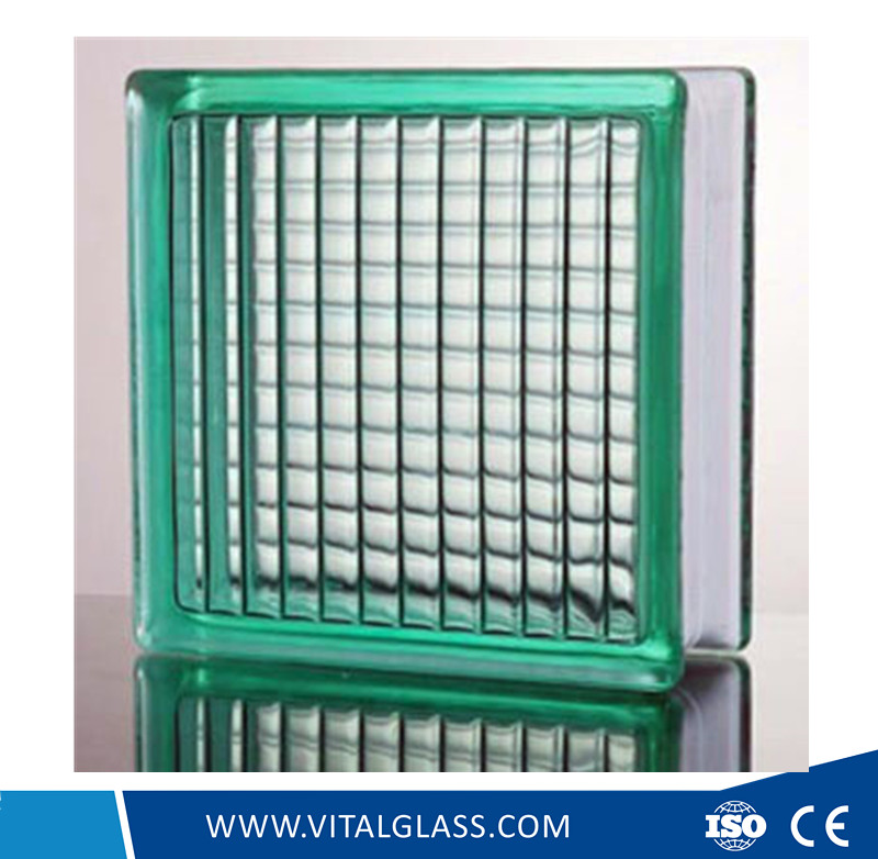 Clear/Green/Blue parallel patterned glass block/brick