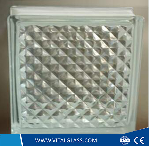 Clear Lattice Pattern Glass Block for Decoration (G-B)