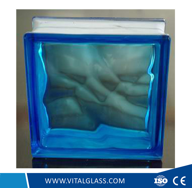 Toughened Safety Blue Cloudy Glass Block (G-B)