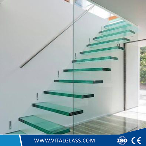 Clear/Ultra Clear/Tinted Tempered/Toughened Float Glass Stairs