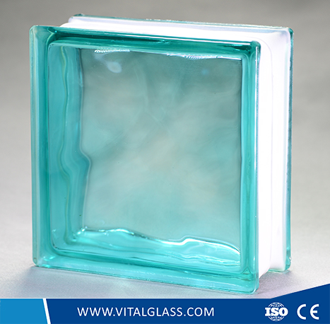 Clear/Green/Blue/Pink/Brown Cloudy patterned Glass Brick/Block for bathroom glass