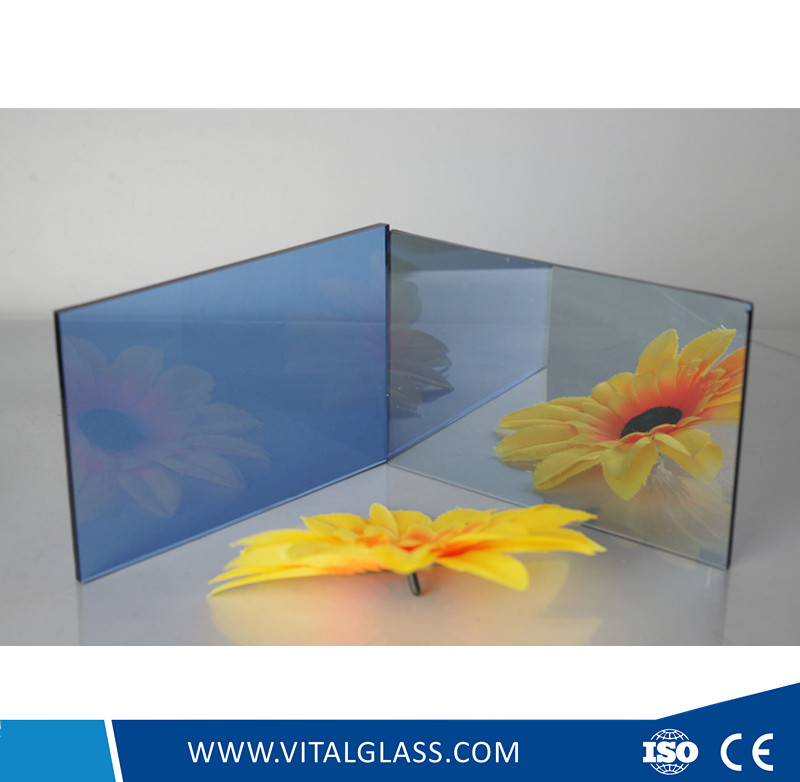 Dark blue grey tinted float glass