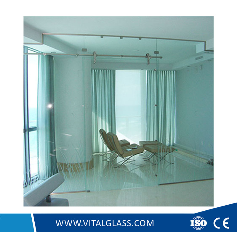 Clear Tempered/Toughened Glass Plate for Sliding Door/Entrance