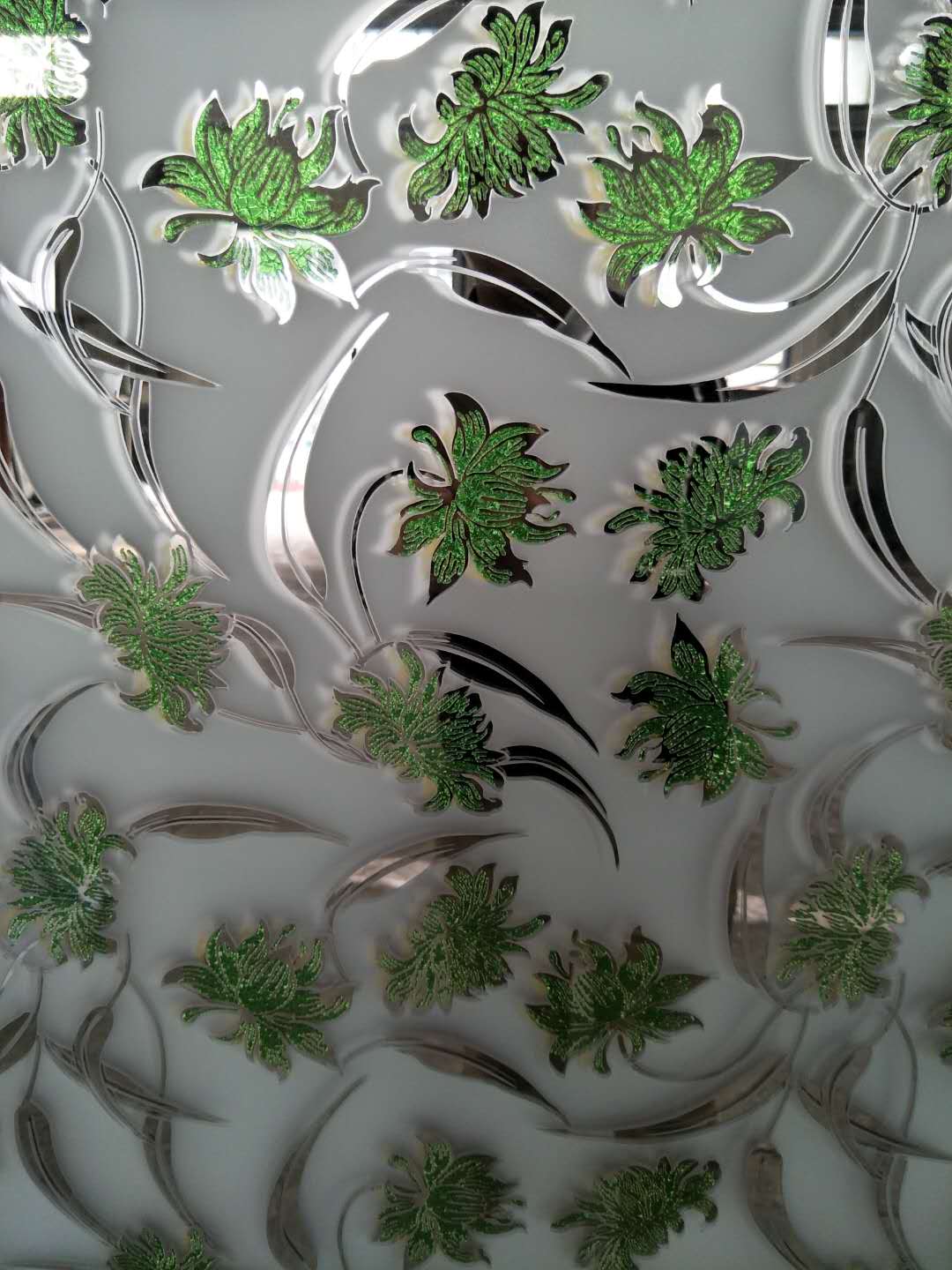 green decorative processed acid ice glass with 4*1650*2200 mm