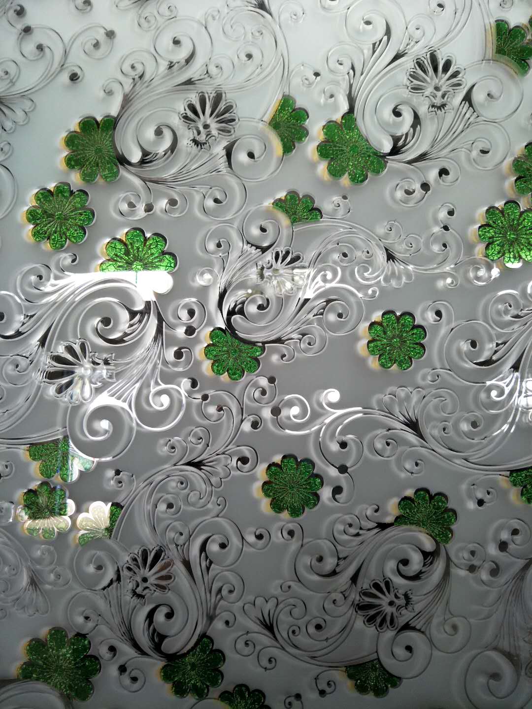 green decorative processed acid ice glass with 4*1650*2200 mm