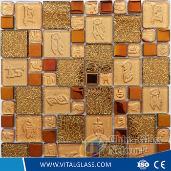 Golden Wall Decorative Crystal Glass Mosaic