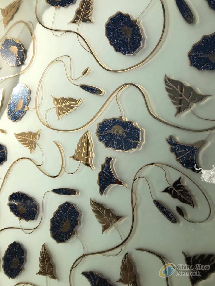 acid etched glass with flower designs, ice flower designs