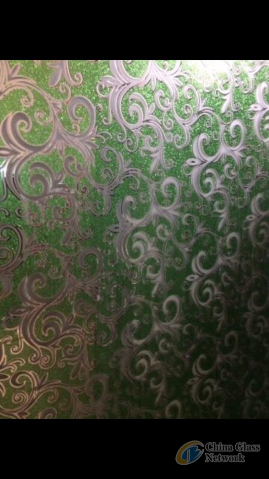 ice acid frosted flower ceiling glass,art decoration colourful glass,window glass partition wall