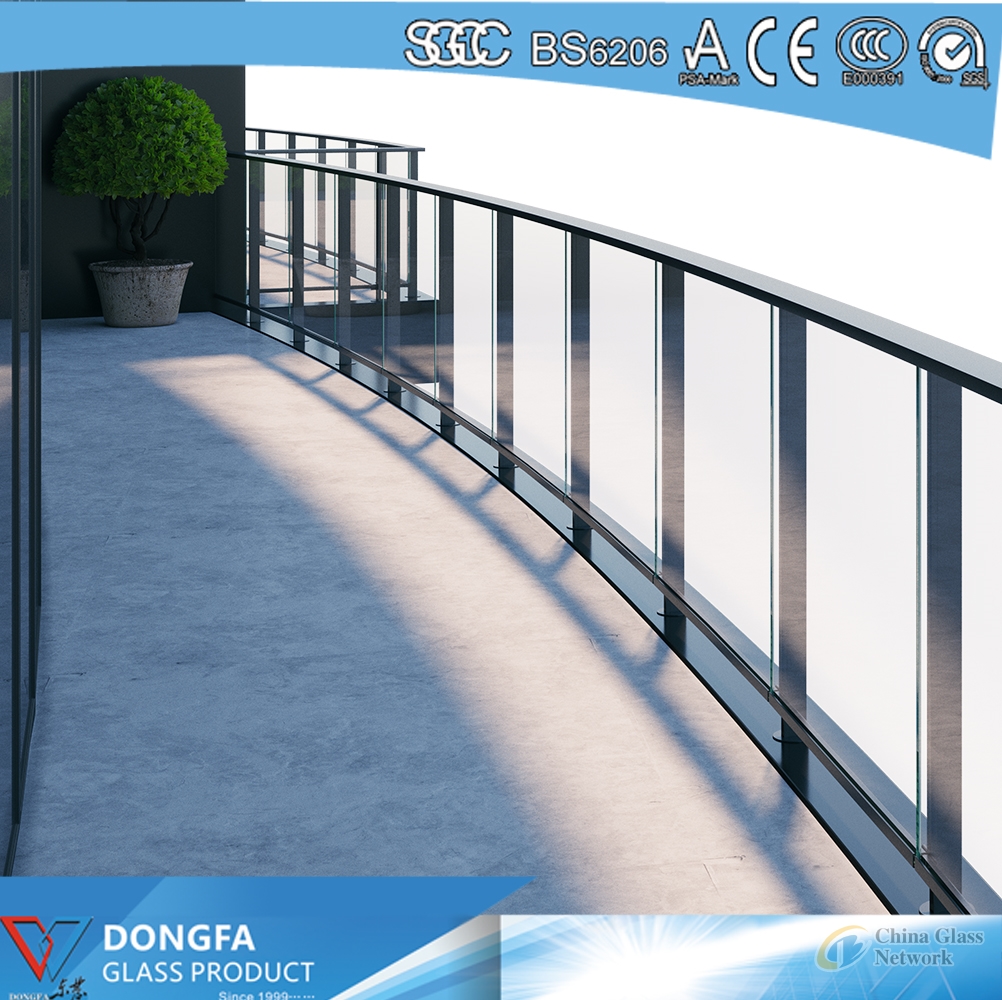 Ceramic frit frosted SGP laminated glass railing