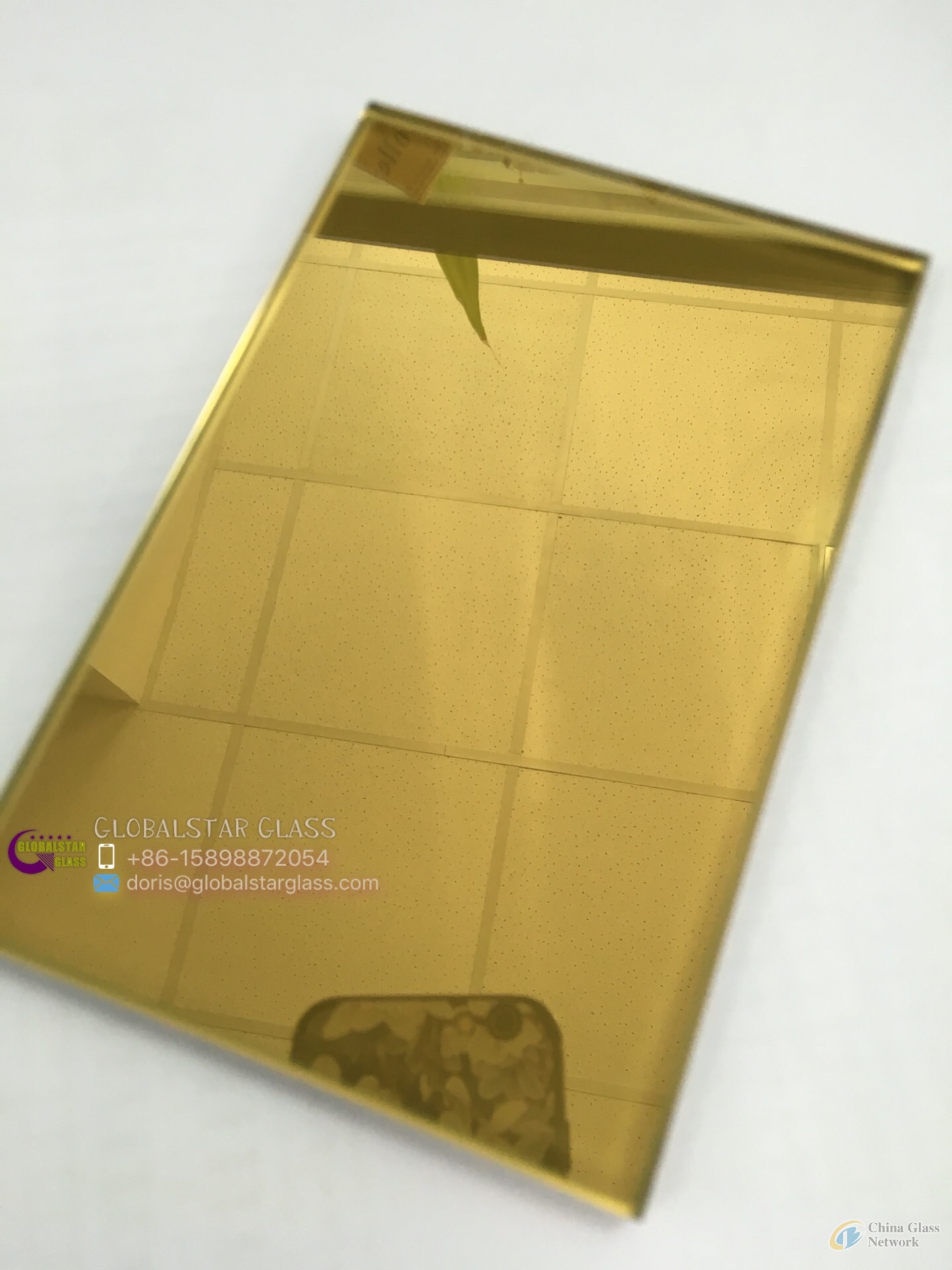 5+5mm Golden Reflective Laminated Glass for Building Project