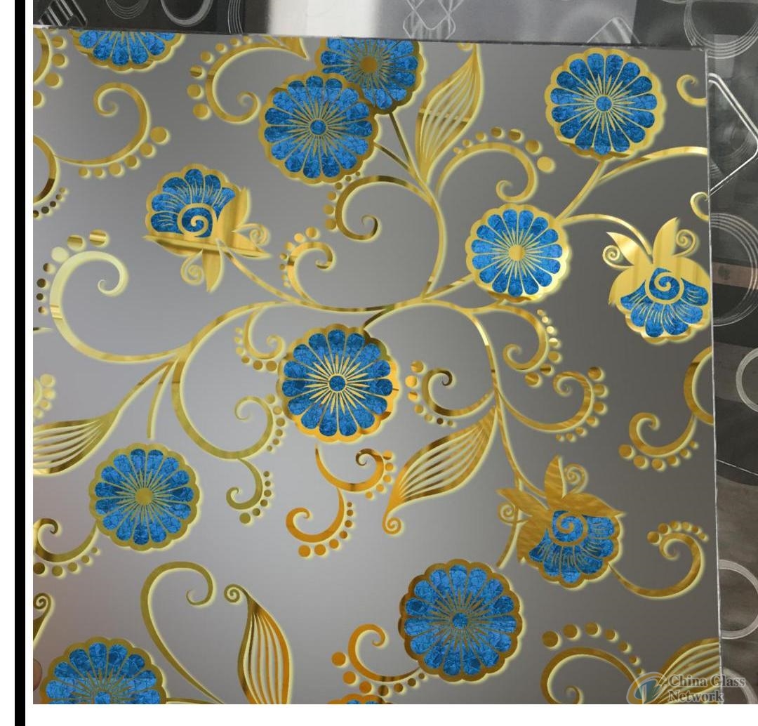 Decorative glass , design glass ,acid etched glass /ice flower ,golden coating ,titanium coating