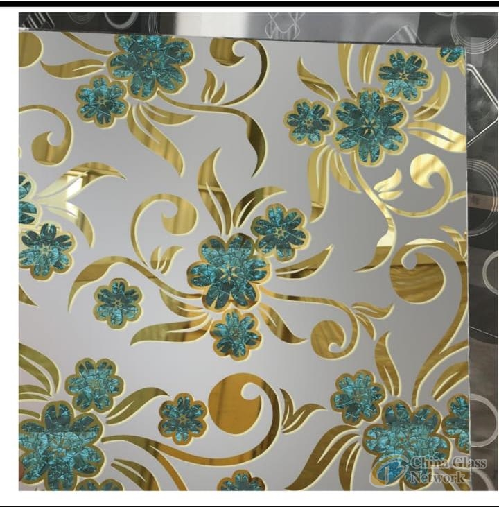 Decorative glass , design glass ,acid etched glass /ice flower ,golden coating ,titanium coating