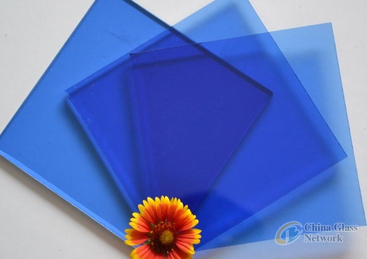 blue colored tinted glass sheet tempered glass for wall decpration SYS