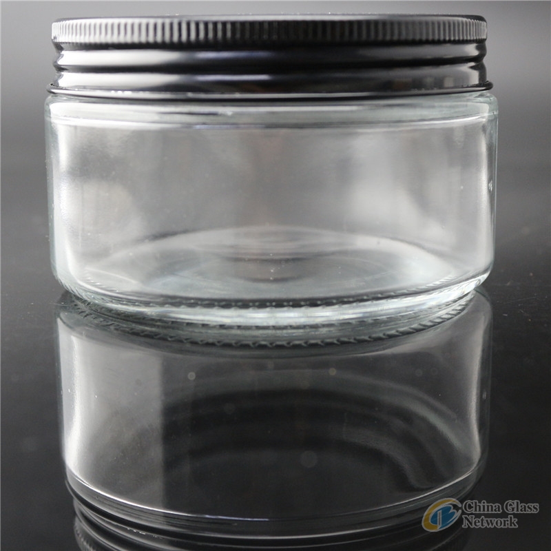 shanghai linlang direct sale good end glass jar with black lid 250ml