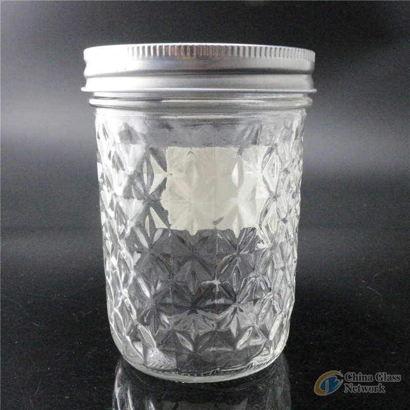 Linlang Shanghai Factory embossed mason jar 460ml