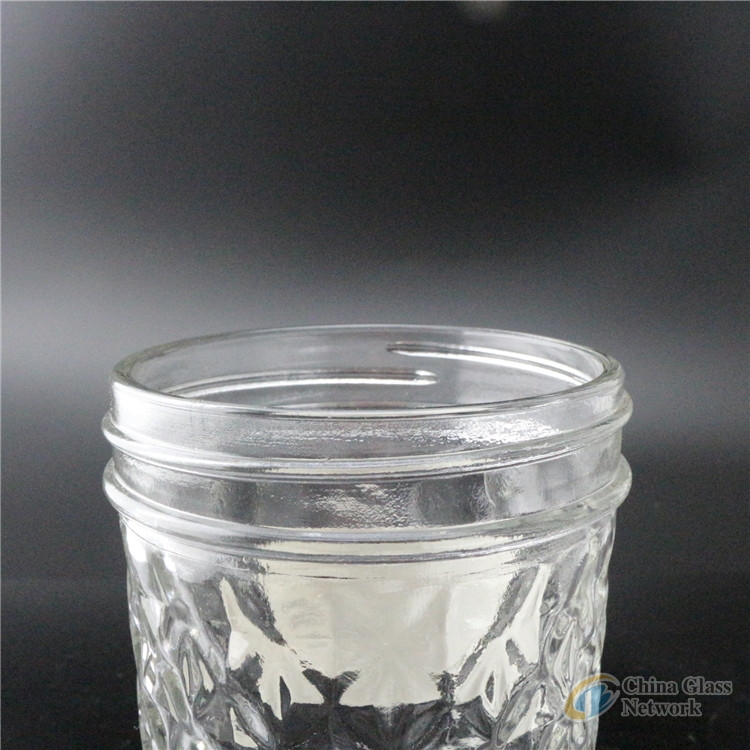 Linlang Shanghai Factory embossed mason jar 460ml