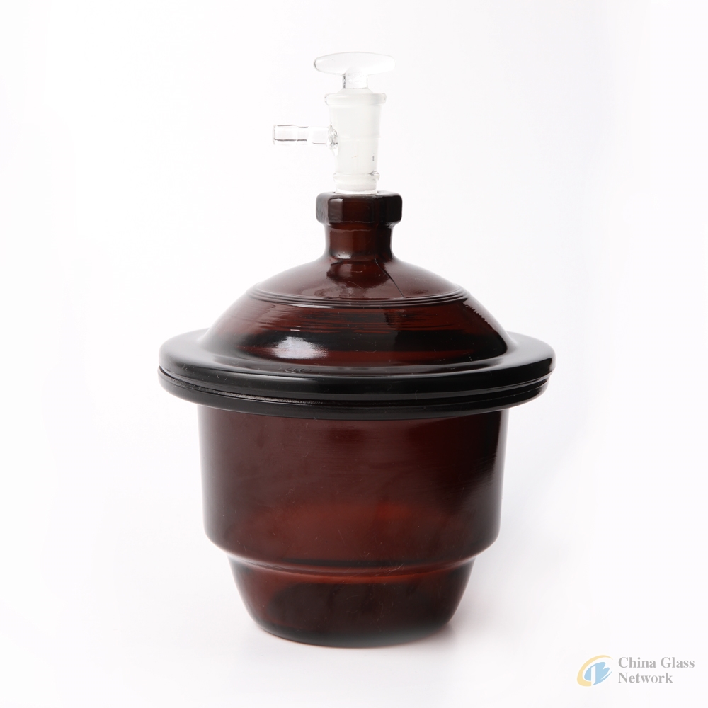 Vacuum Desiccator with Porcelain Plate, Amber Glass Brown Glass Laboratory Drying Equipment supplies