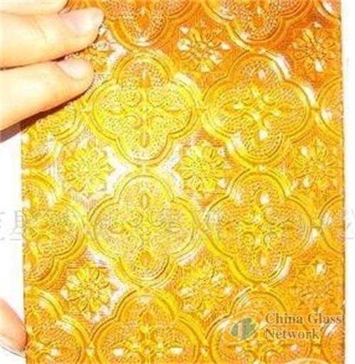 yellow color 4mm-6mm patterned building/furniture glass clear/colored  with Certification