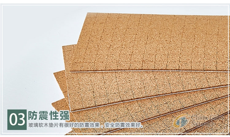 Adhesive cork spacer separator protector pads for glass