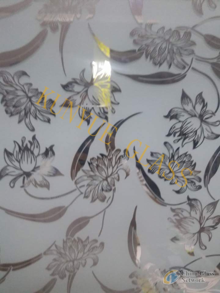 titanium acid etched decorative glass