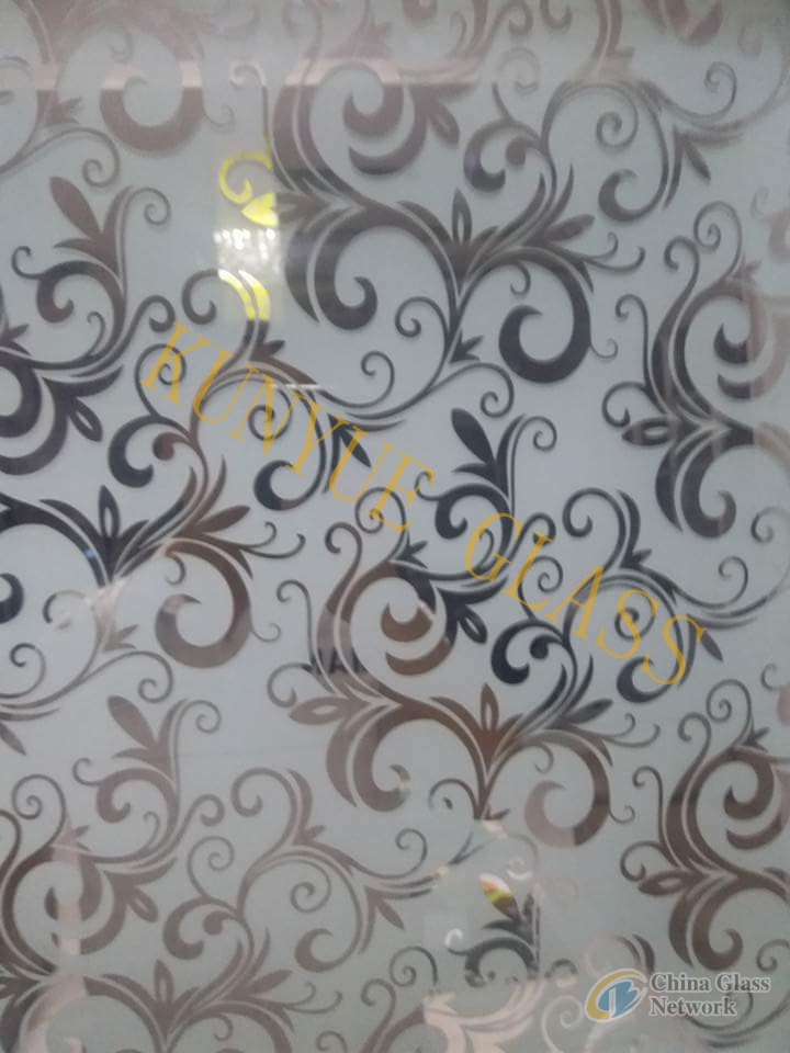 titanium acid etched decorative glass