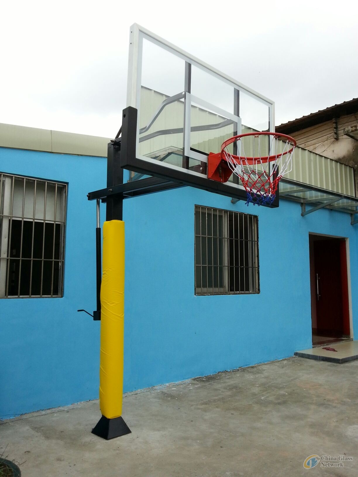 Adjustable Basketball Stand with Glass Basketball Backboard