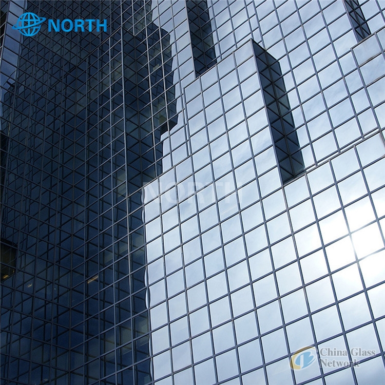 6mm Blue Mirror Coating Reflective Glass For Facade