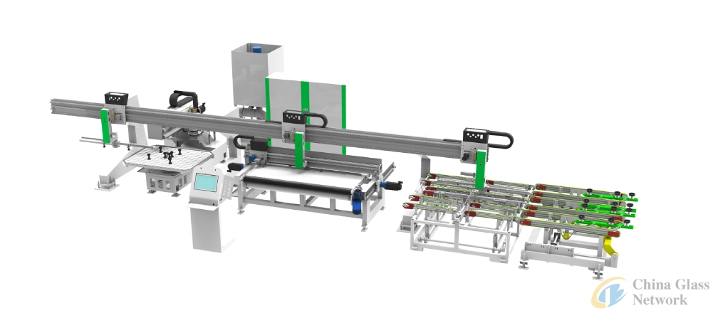 Fully automatic CNC appliance glass cutting-breaking-grinding processing line