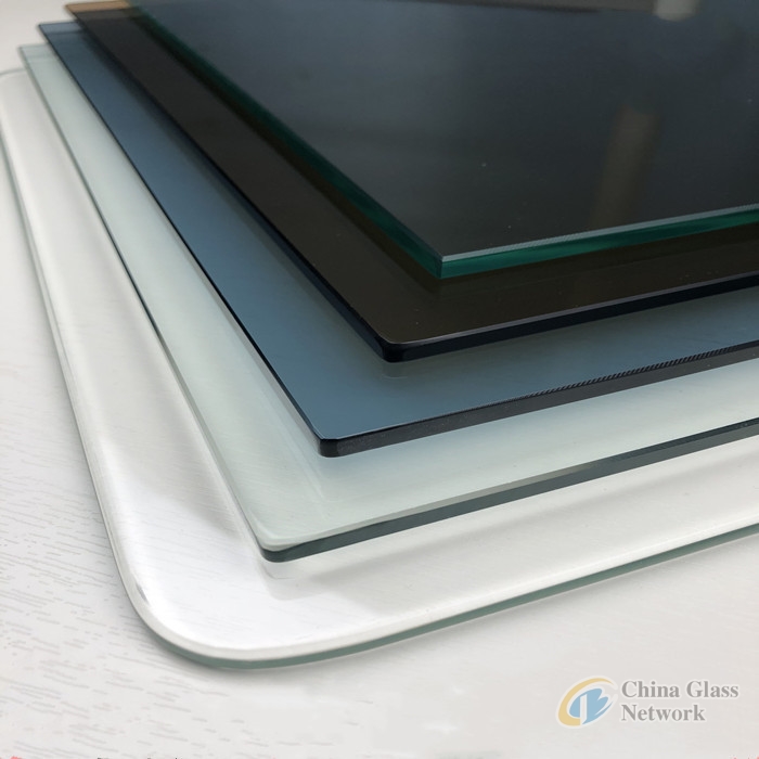 10mm Pencil arris chamfer edged tempered Glass table top ,bevel polished edge toughened glass for furniture