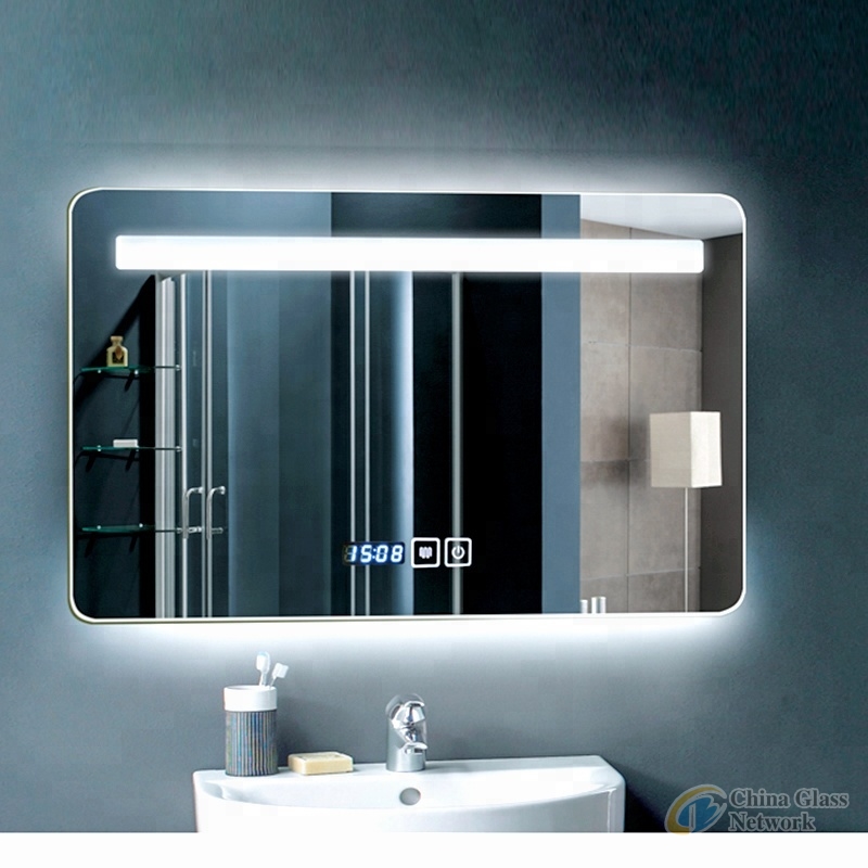 Morden popular touch switches  intelligent Anti fog led light bluetooth bathroom mirror